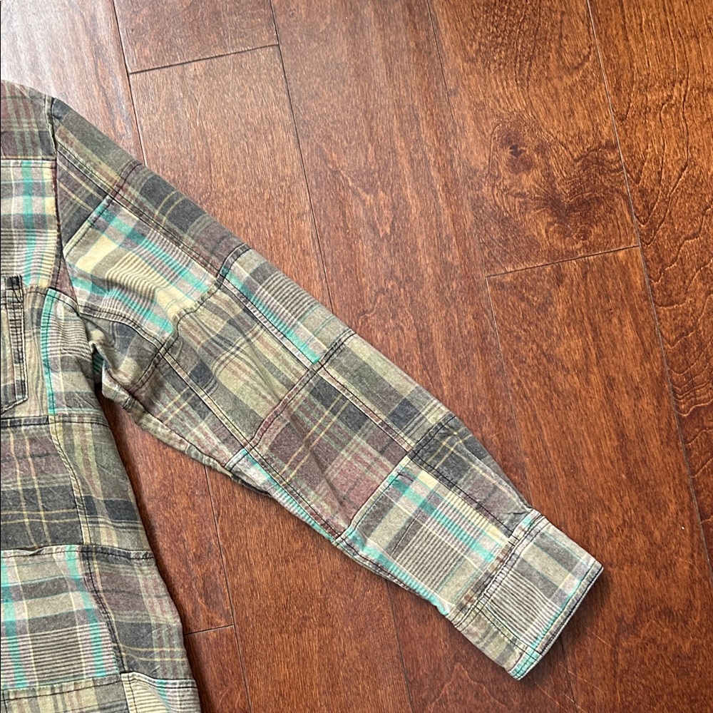 Tailor Vintage Plaid Patchwork Button Down Shirt,… - image 6